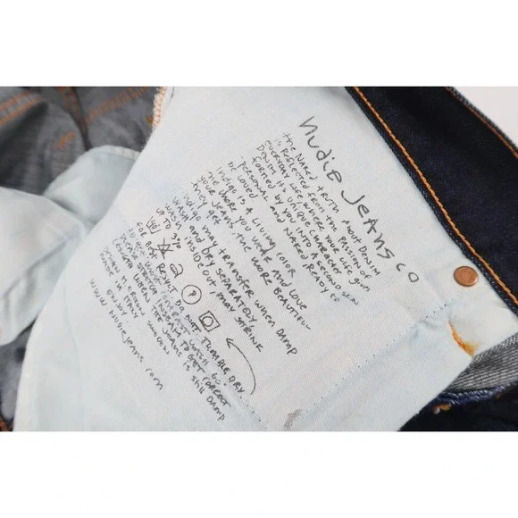 Nudie Jeans Average Joe Mens 38x32 Double Dip Indigo Straight Leg Denim NJ2160 - Picture 9 of 15